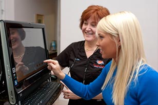 Dr. Lisa demonstrating dentist patient registration software